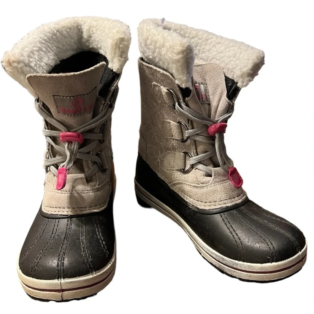 Magellan Girls Boots Size 3 Black Gray Outdoors 3M Thinsulate 157425 Suede